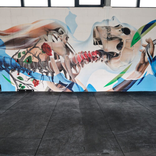 gomad muurschildering fitness fysio mural geleen